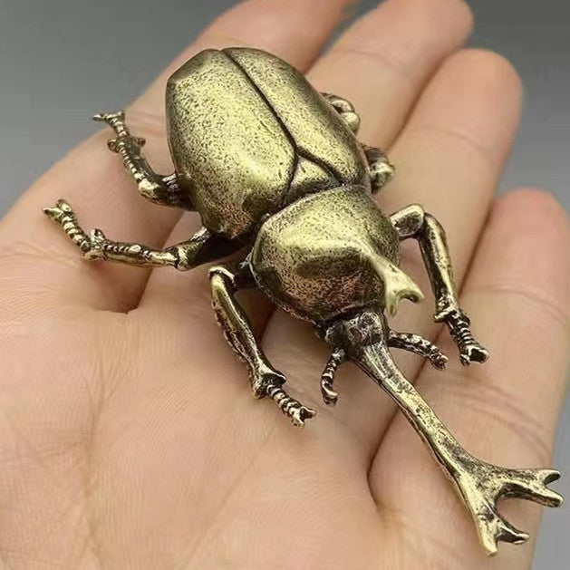 Brass beetle insect tea pet handle