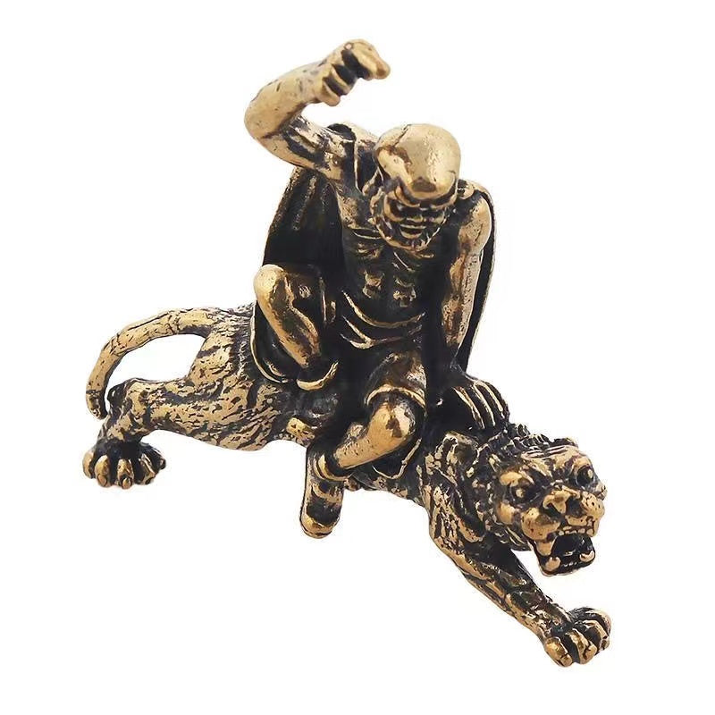 Pure solid bronze tiger crouching small ornaments