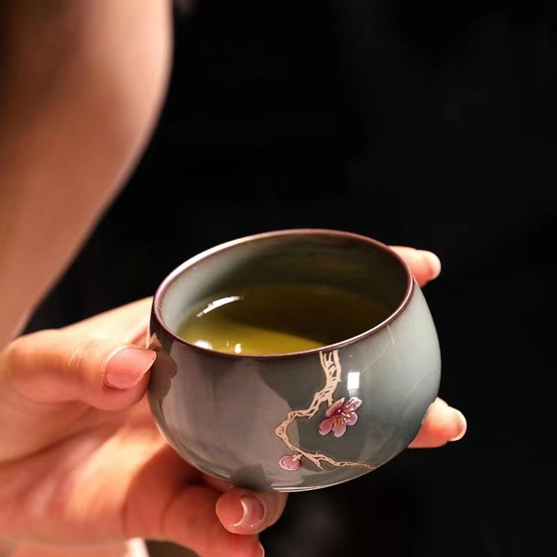 Handmade iron bodied celadon single cup Tea cup