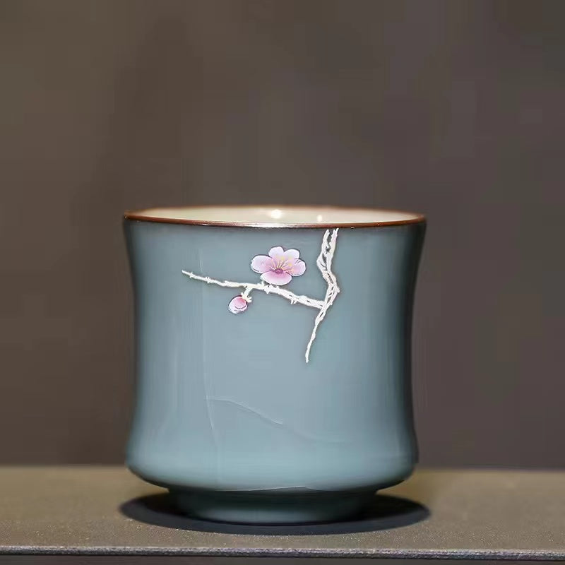 Handmade iron bodied celadon single cup Tea cup