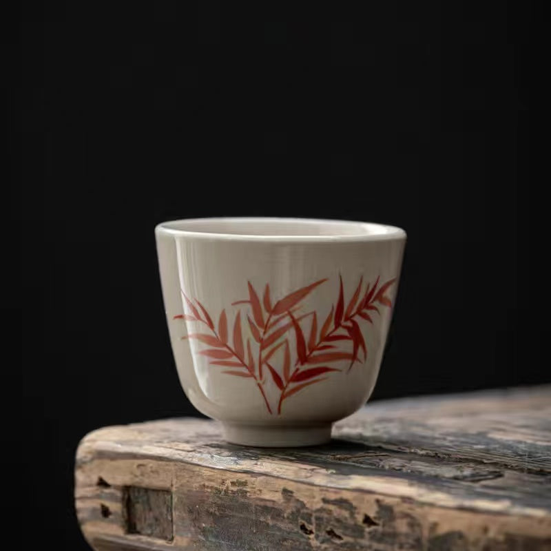 Vintage Hand painted Grass Grey Kung Fu Tea Cup