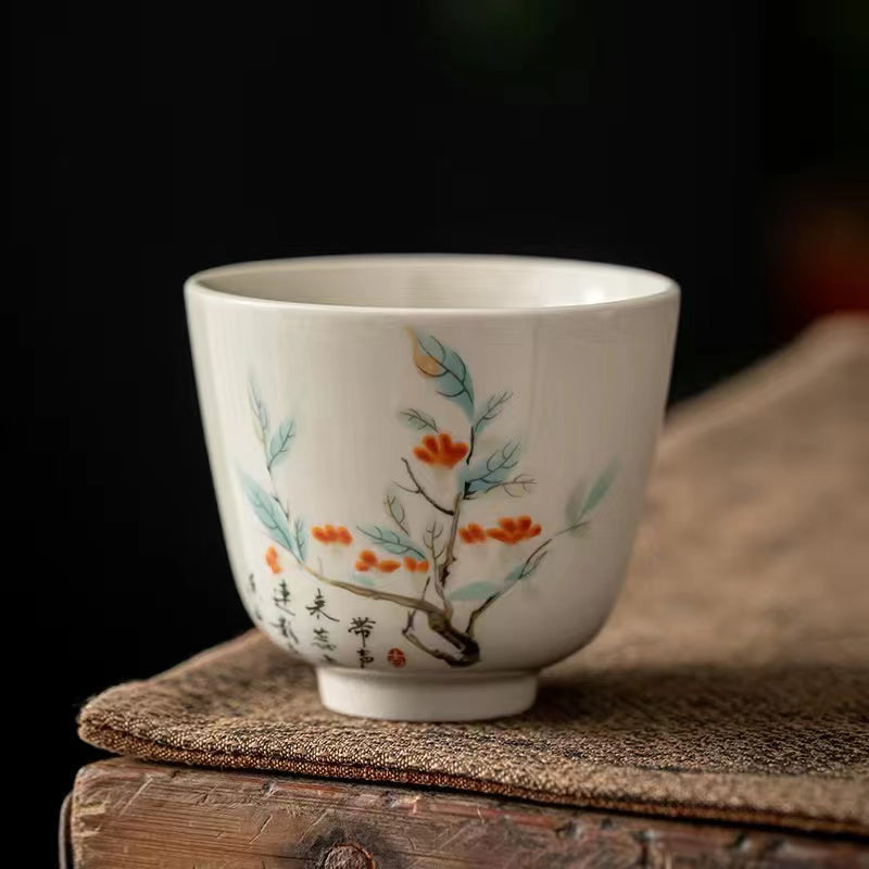 Vintage Hand painted Grass Grey Kung Fu Tea Cup