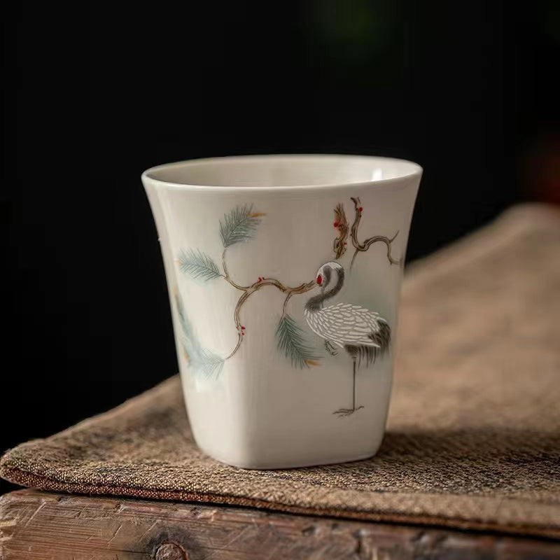 Vintage Hand painted Grass Grey Kung Fu Tea Cup