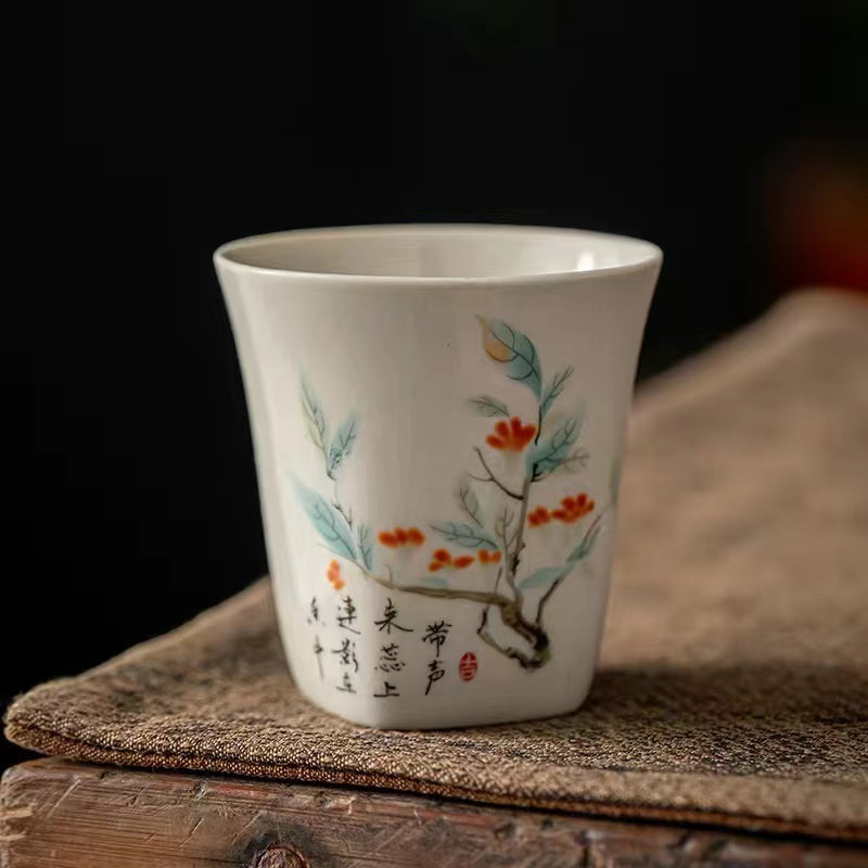 Vintage Hand painted Grass Grey Kung Fu Tea Cup