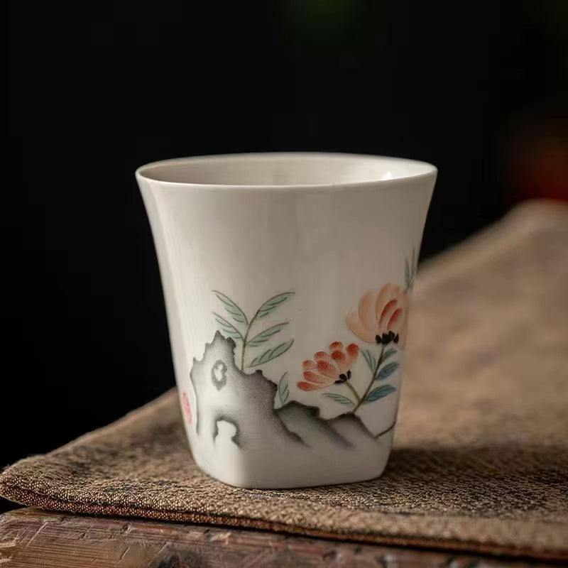 Vintage Hand painted Grass Grey Kung Fu Tea Cup