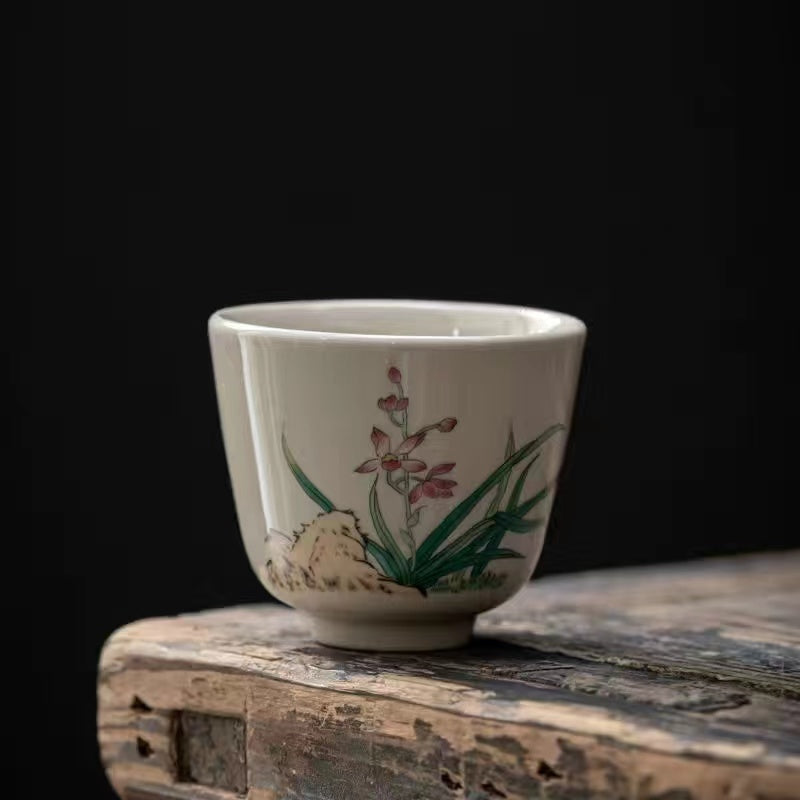 Vintage Hand painted Grass Grey Kung Fu Tea Cup