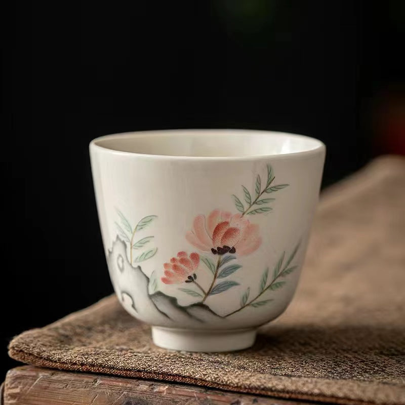 Vintage Hand painted Grass Grey Kung Fu Tea Cup