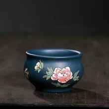Load image into Gallery viewer, Yixing raw ore Blue purple clay peoney cup/ fairy cup/tea filter
