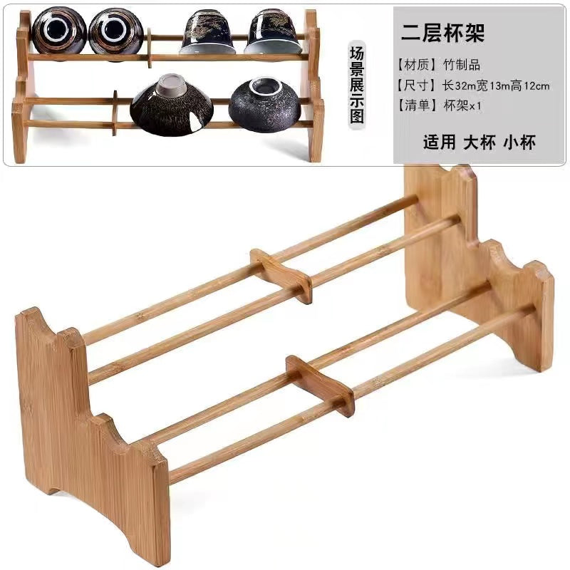 Ebony tea cup storage rack Single layer solid wood cup rack Cup storage rack