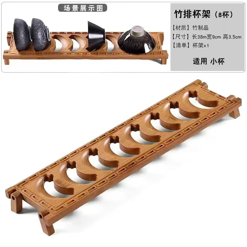 Ebony tea cup storage rack Single layer solid wood cup rack Cup storage rack