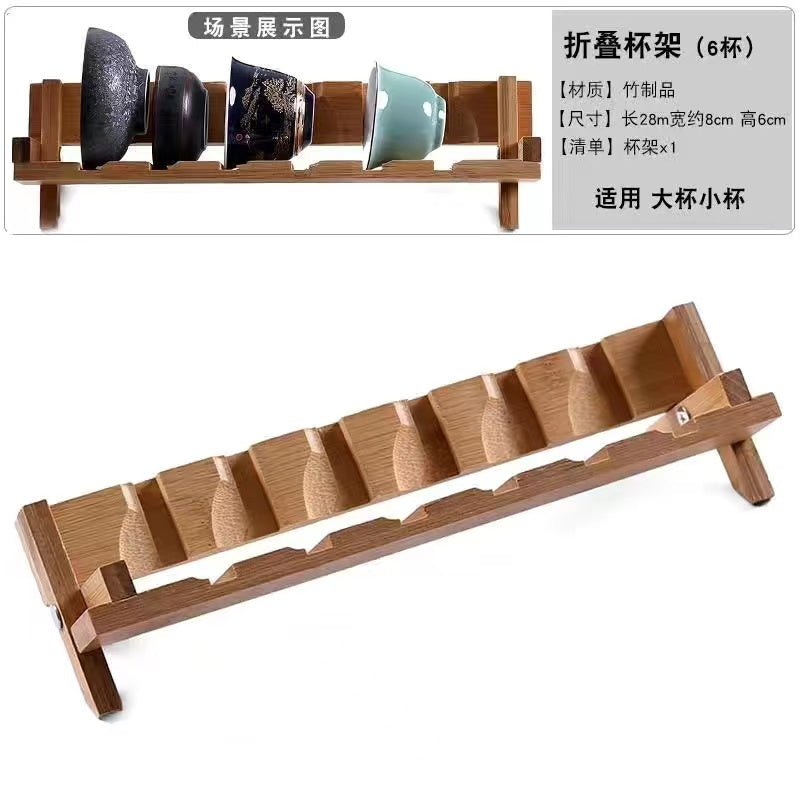 Ebony tea cup storage rack Single layer solid wood cup rack Cup storage rack