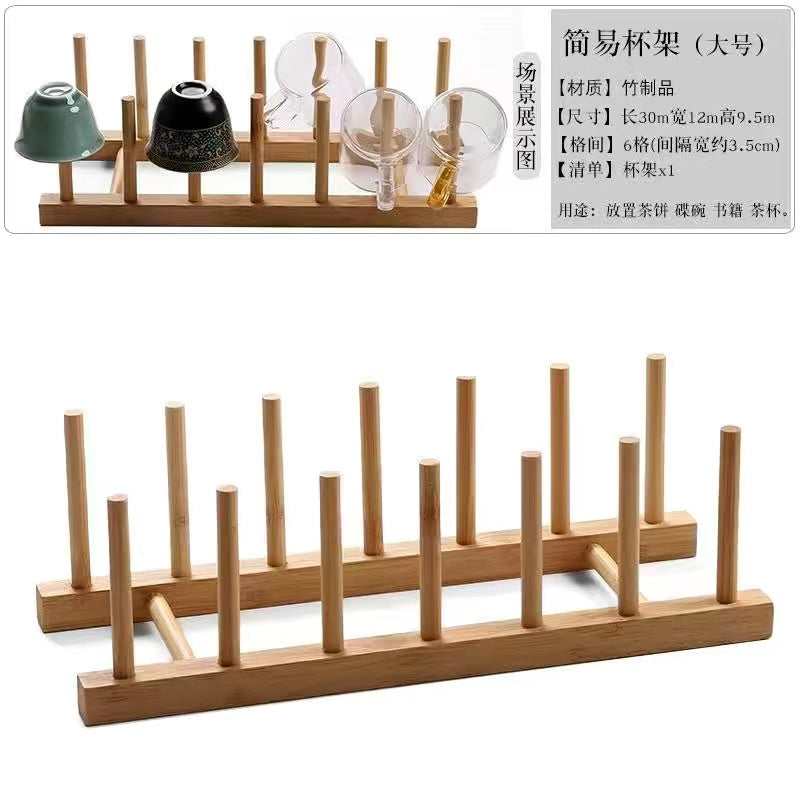 Ebony tea cup storage rack Single layer solid wood cup rack Cup storage rack