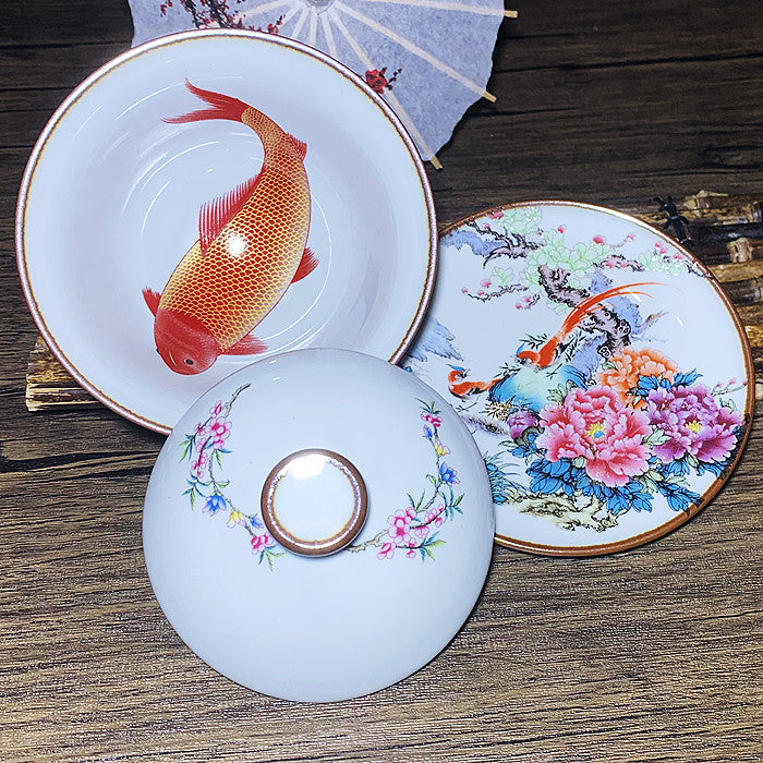 Master Collection---High end hand-painted flowers and birds Gaiwan(M376)