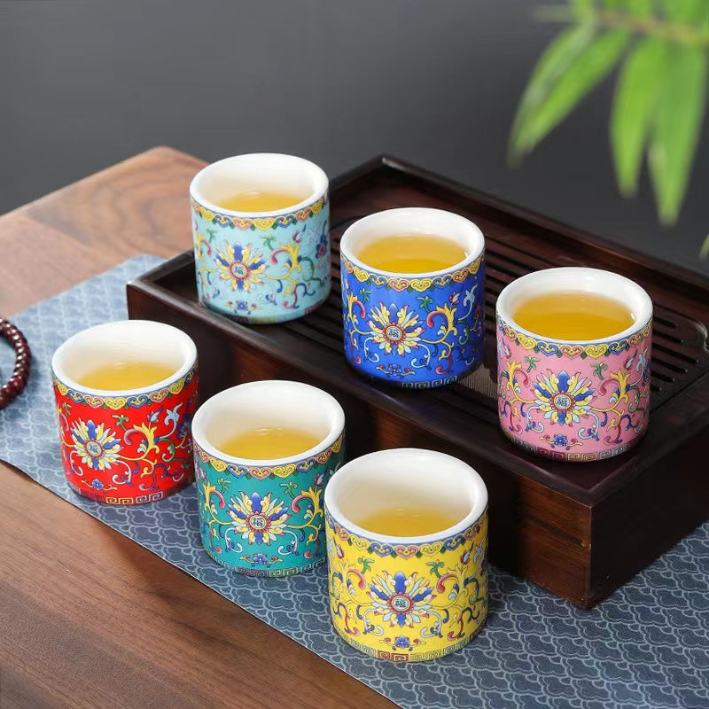 Court style enamel color ring cup straight cup