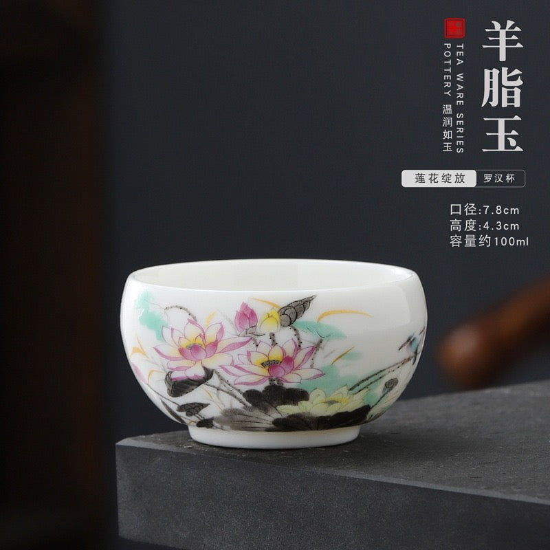 Sheep fat jade white porcelain tea cup Ceramic single cup