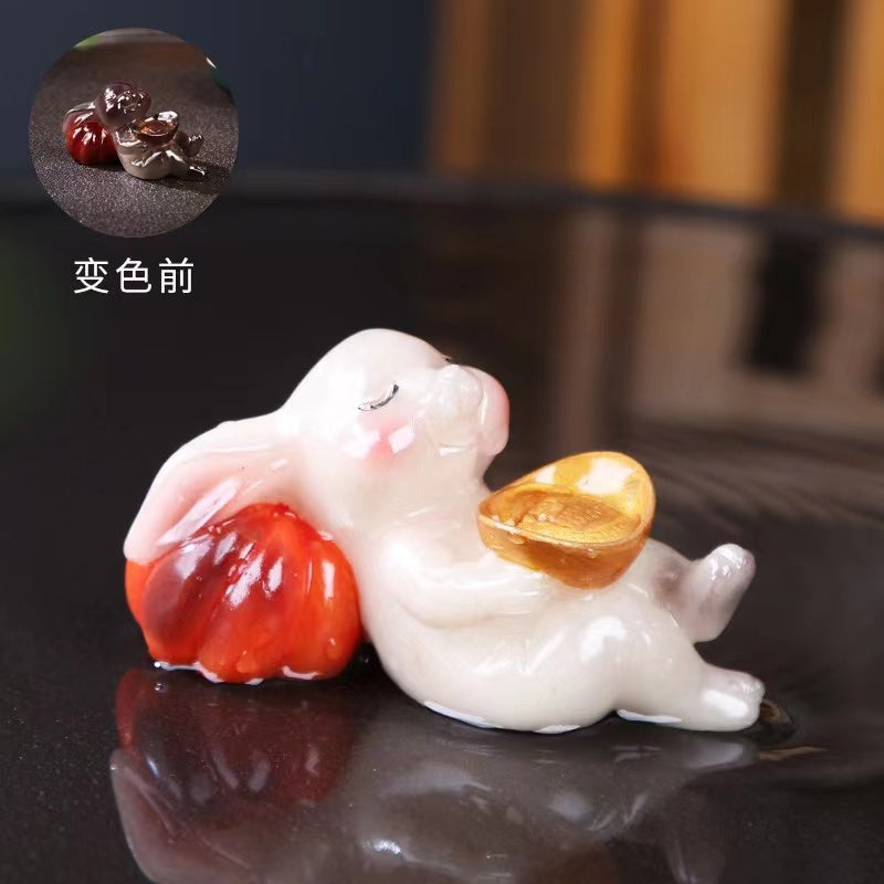 Creative boutique Little Rabbit Year of Rabbit color changing tea accessories