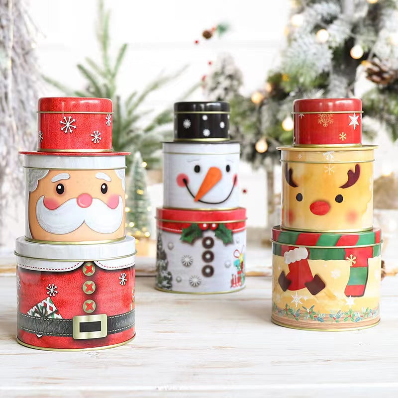 Christmas Three layer tin candy box