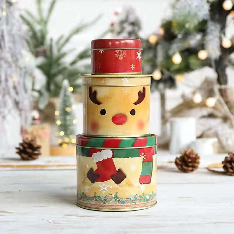 Christmas Three layer tin candy box