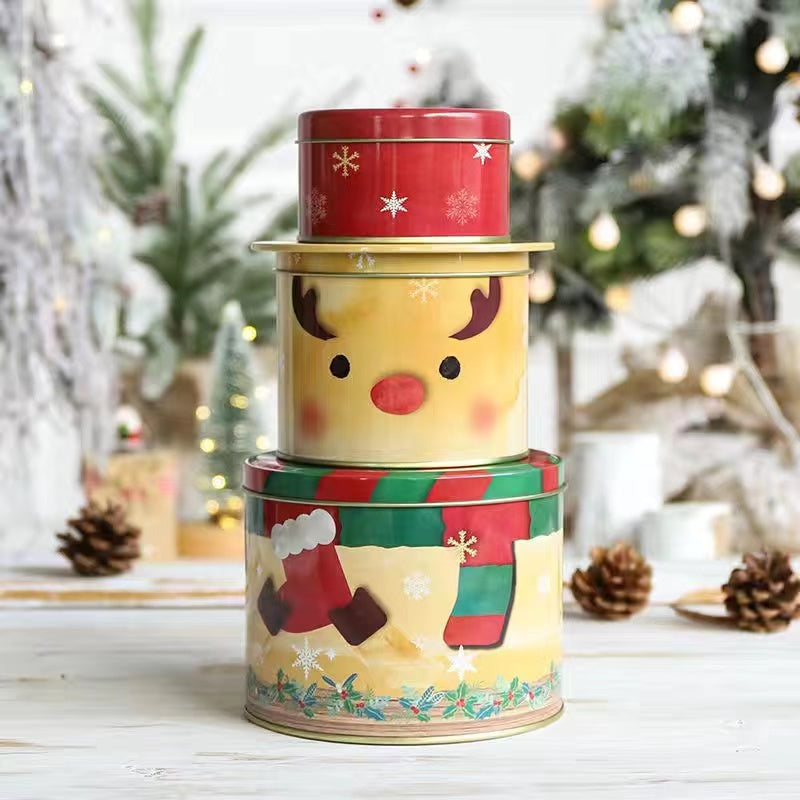 Christmas Three layer tin candy box