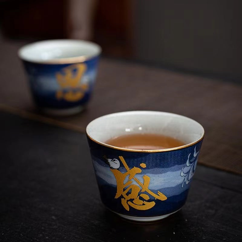 Blue and white Thanksgiving ceramic high-grade Tea cup