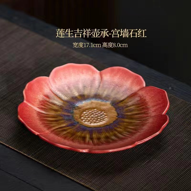 Guofeng Dry and Wet Tea Inherits High Quality Pink Blue White Porcelain Lotus Heart Ornament