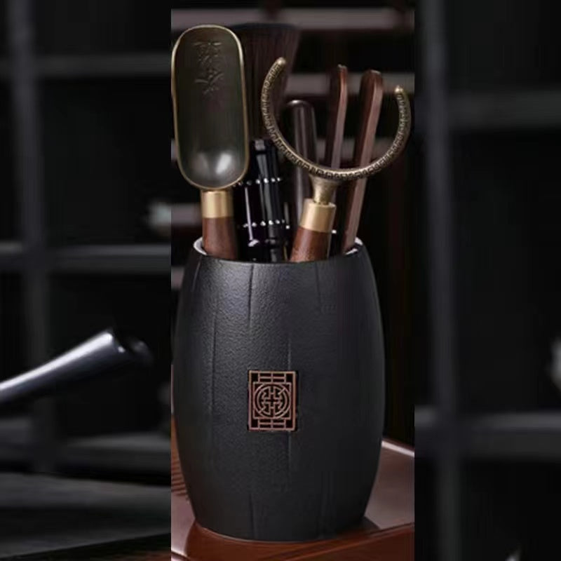 Tea ceremony six gentlemen combination suit ebony bucket, teaspoon, tea folder, tea tray accessories