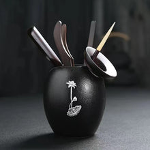 Load image into Gallery viewer, Tea ceremony six gentlemen combination suit ebony bucket, teaspoon, tea folder, tea tray accessories
