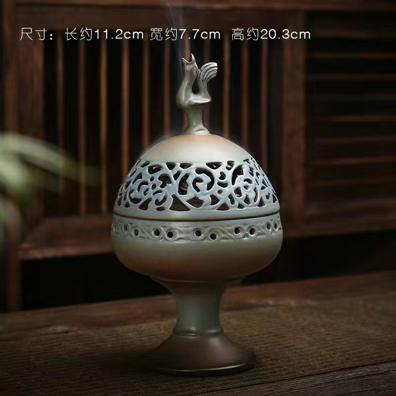 Incense burner household large decorative ceramic Zen decoration