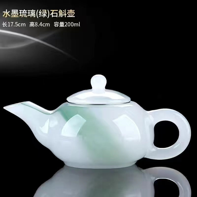 White jade enamel color heat-resistant high-end teapot