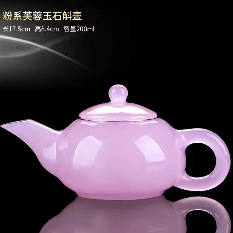 White jade enamel color heat-resistant high-end teapot