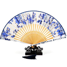 Load image into Gallery viewer, Blue and white fan Handmade folding fan 21cm
