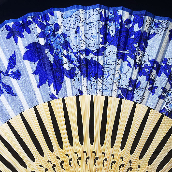 Blue and white fan Handmade folding fan 21cm