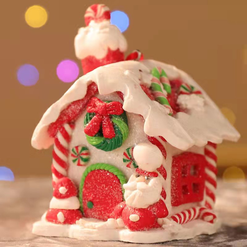 Decorations of Christmas clay luminous Christmas house