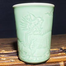 Load image into Gallery viewer, Celadon Dragon and Phoenix and Kirin and Flying Tiger Beer Cup
