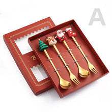 Load image into Gallery viewer, Christmas dessert coffee spoon fruit fork set
