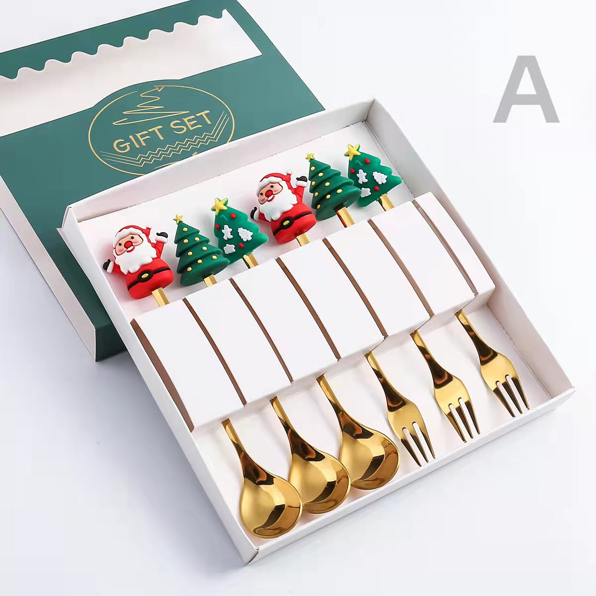 Christmas dessert coffee spoon fruit fork set