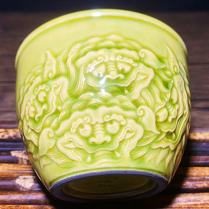 Master Collection-- High end Ge Yao Qilin Lion Handmade Tea Cup(M392)