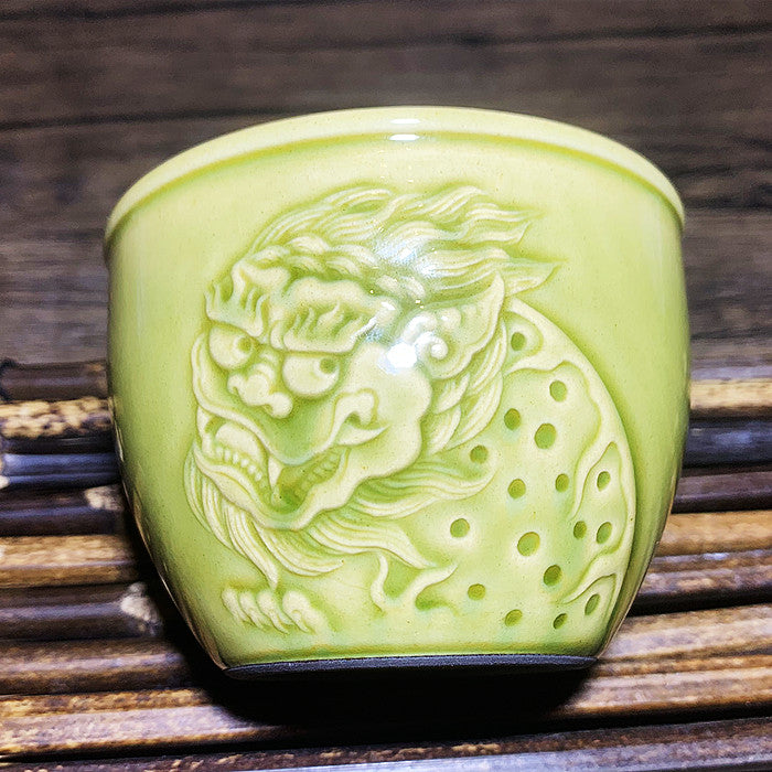 Master Collection-- High end Ge Yao Qilin Lion Handmade Tea Cup(M392)