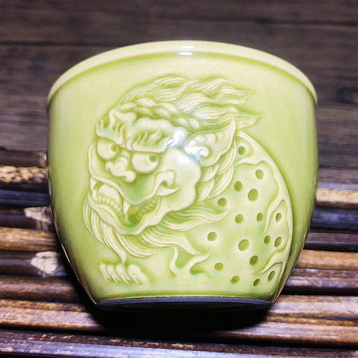 Master Collection-- High end Ge Yao Qilin Lion Handmade Tea Cup(M392)