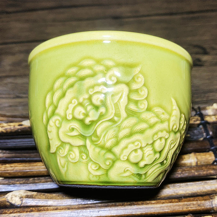 Master Collection-- High end Ge Yao Qilin Lion Handmade Tea Cup(M392)