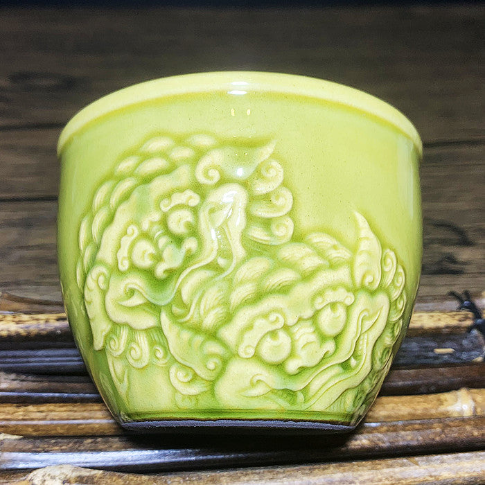 Master Collection-- High end Ge Yao Qilin Lion Handmade Tea Cup(M392)