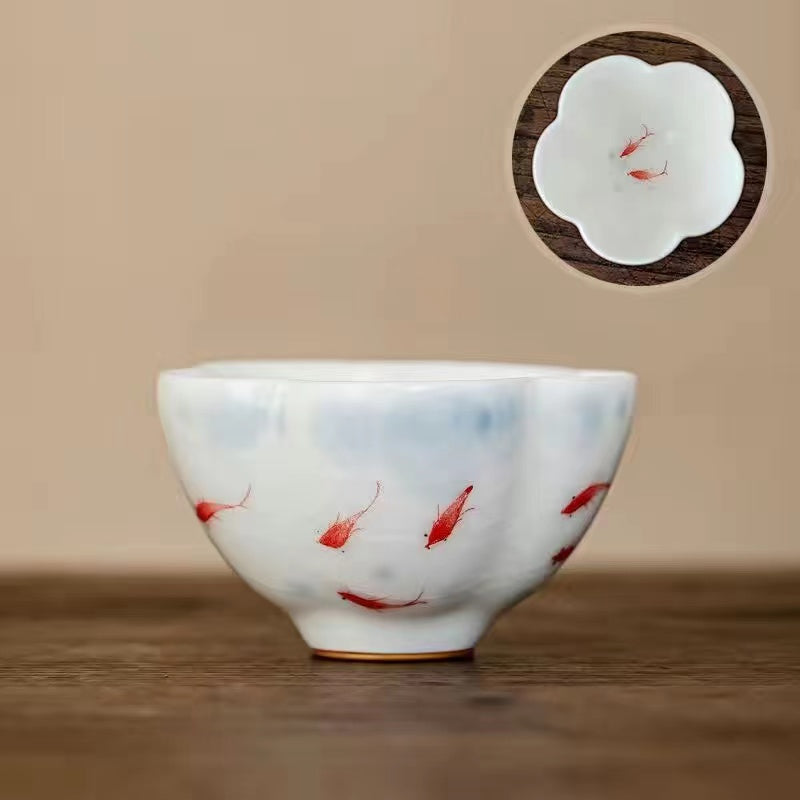 Mutton jade hand painted koi Tea cup