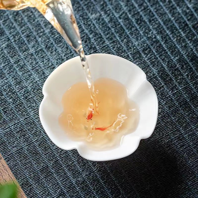 Mutton jade hand painted koi Tea cup