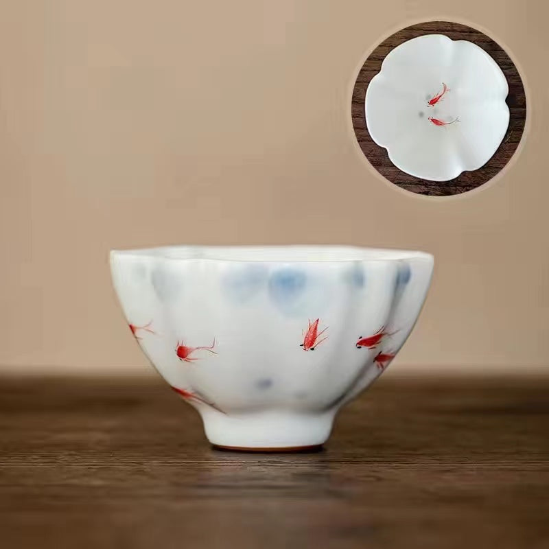 Mutton jade hand painted koi Tea cup