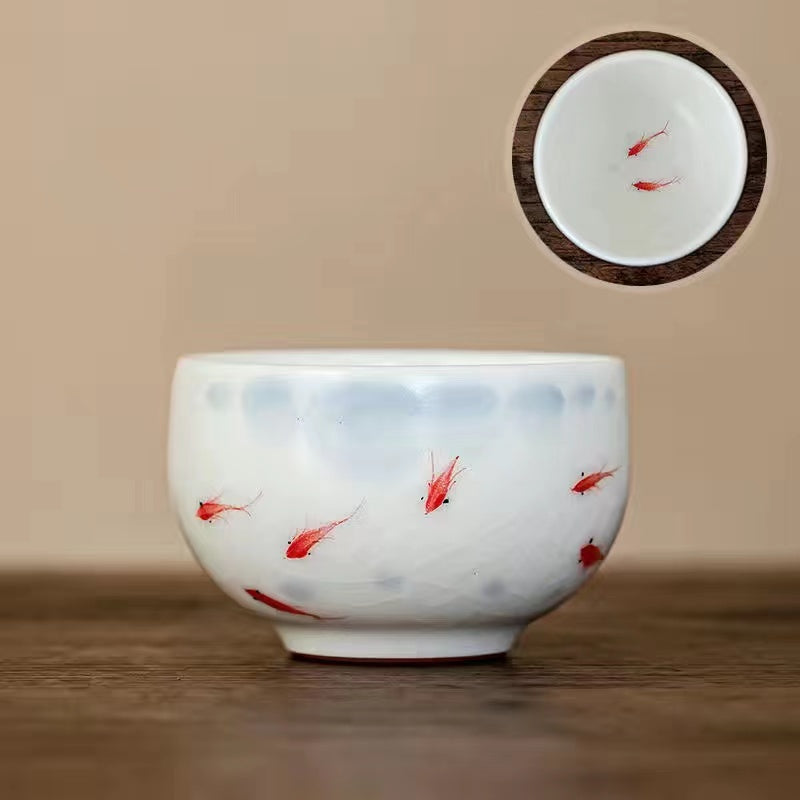 Mutton jade hand painted koi Tea cup