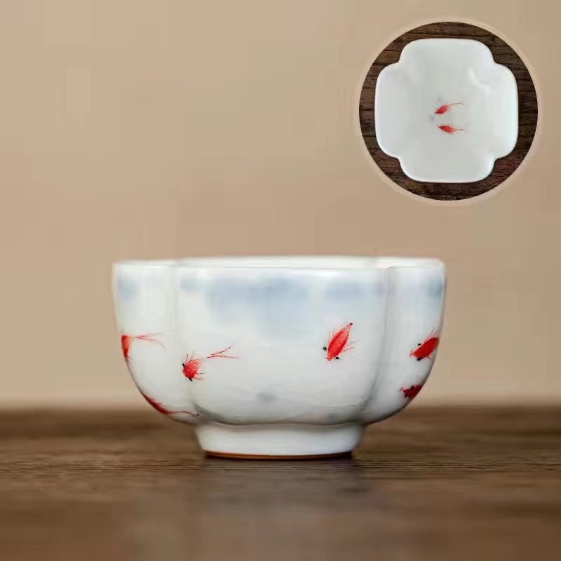 Mutton jade hand painted koi Tea cup