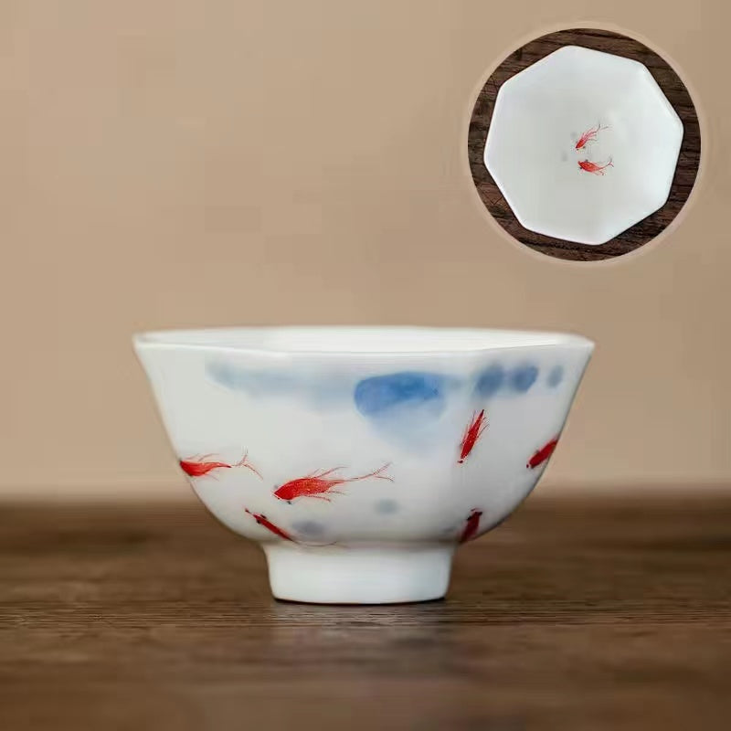 Mutton jade hand painted koi Tea cup