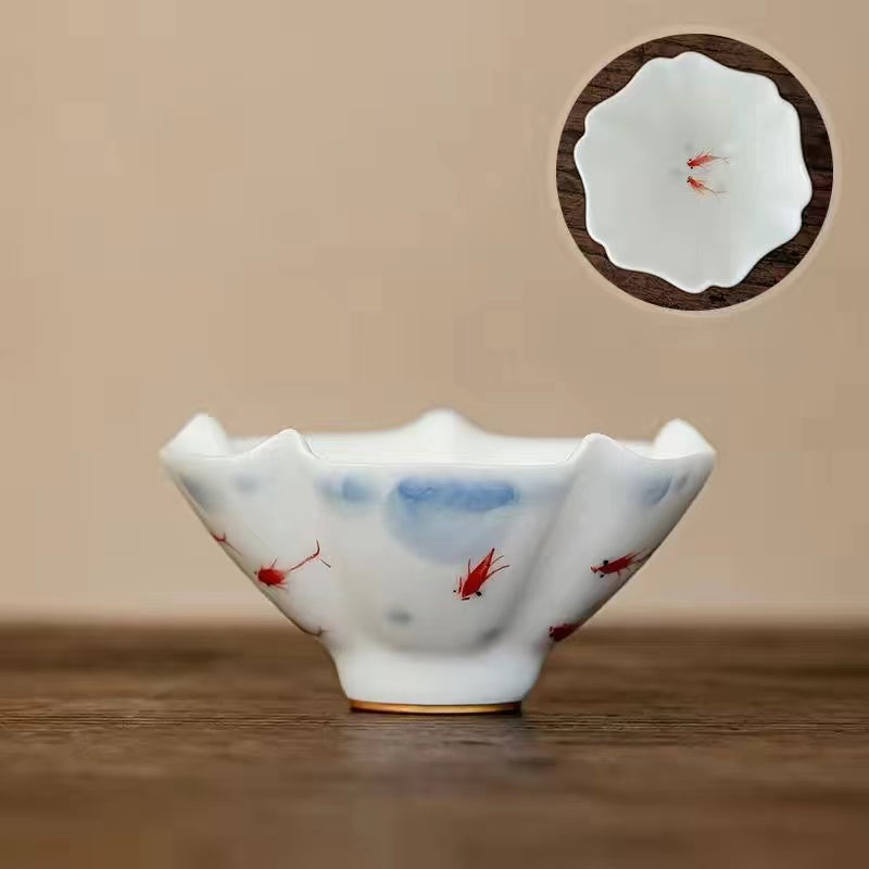 Mutton jade hand painted koi Tea cup