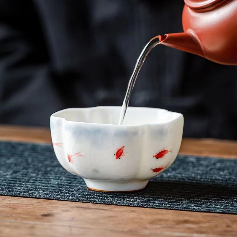 Mutton jade hand painted koi Tea cup