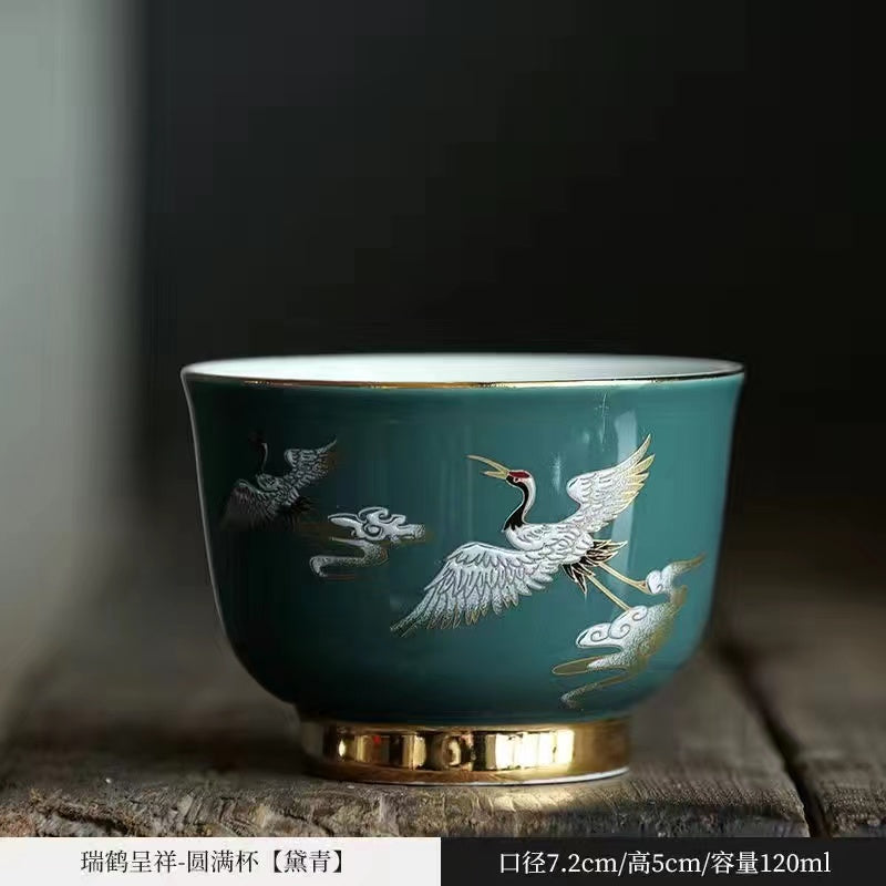 High grade sheepskin jade porcelain enamel tea cup